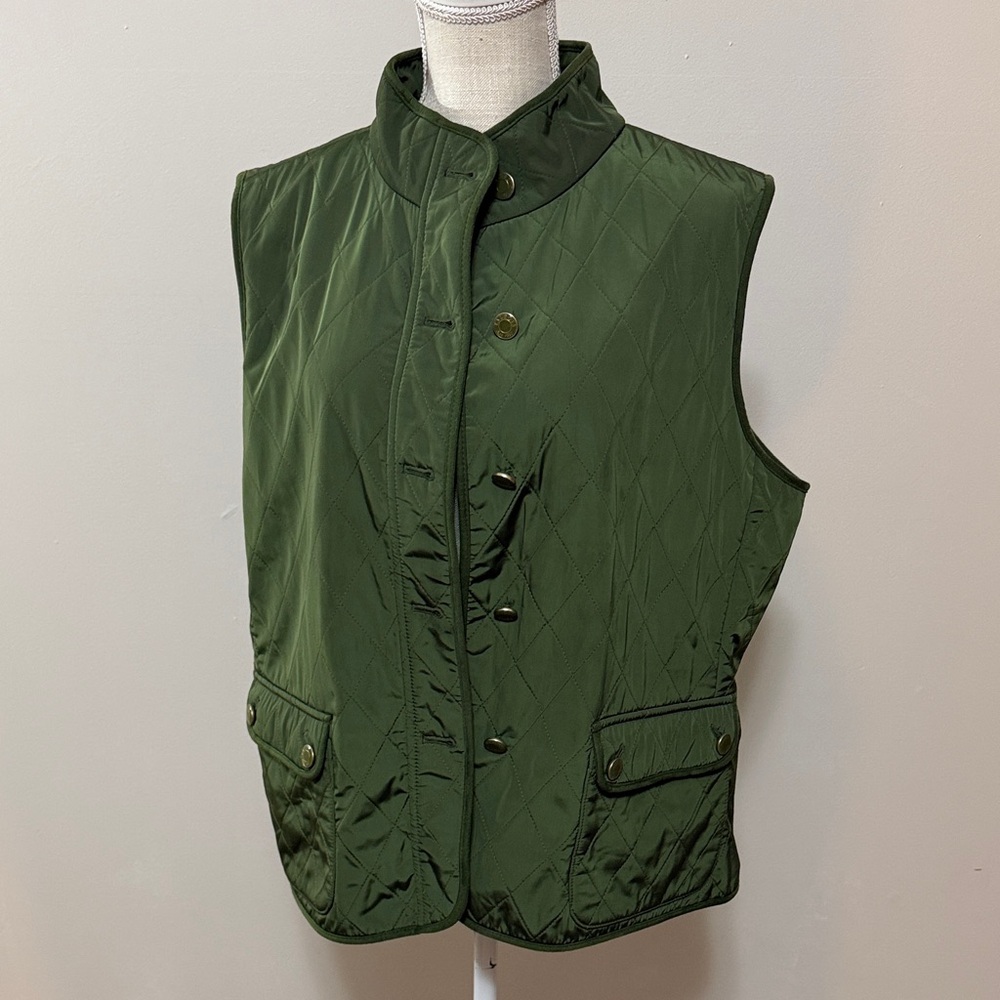 Talbots Quilted Olive Vest